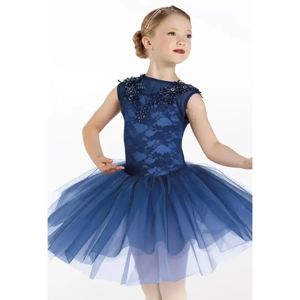 Pre-Owned Dance Costume Weissman 12983 Large Child Blue Tutu Ballet Sequin